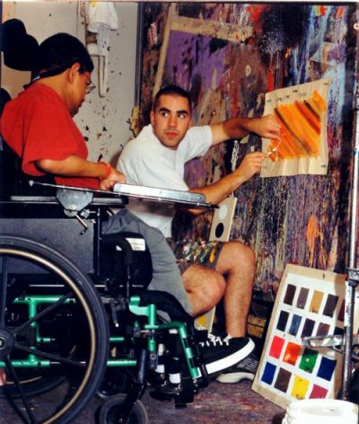 LANE02 James Lane Working on a Painting