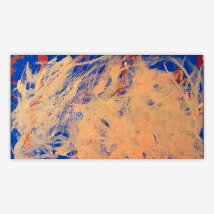 Abstract painting by artist Jessica Evans titled "My Inner Self" featuring an orange, rust, and blue color palette.