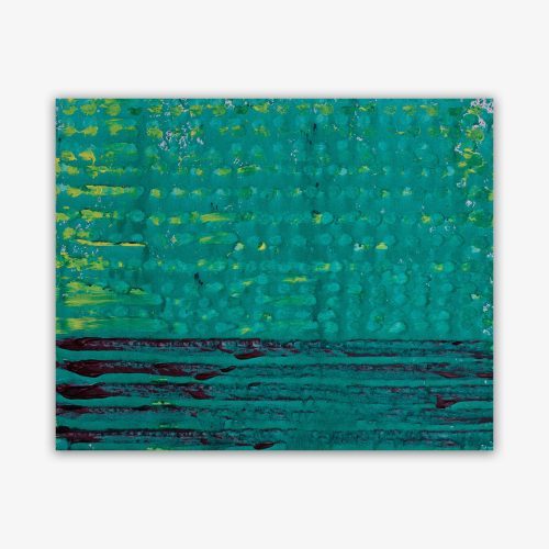 "Untitled" painting by artist Lloyd Decker in shades of aqua, blue, and yellow.