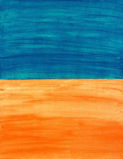 Abstract painting by artist Philip Fisher featuring a blue and orange design.