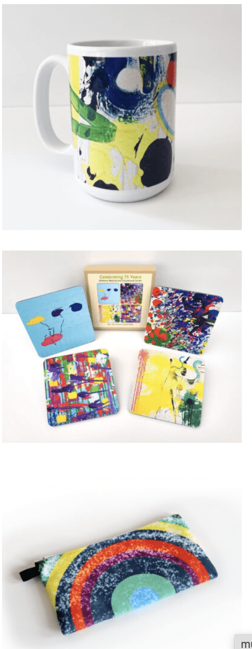 Arts Access merchandise based on artwork by program artists.