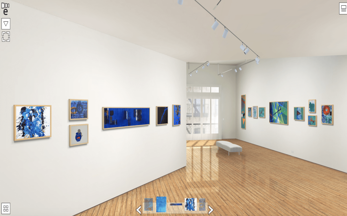 Virtual gallery with Arts Access "Winter Blues II" exhibited paintings.