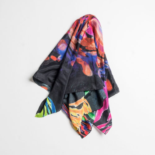 Silk Scarf based on painting titled "The Ink Fish" by artist Cheryl Chapin.