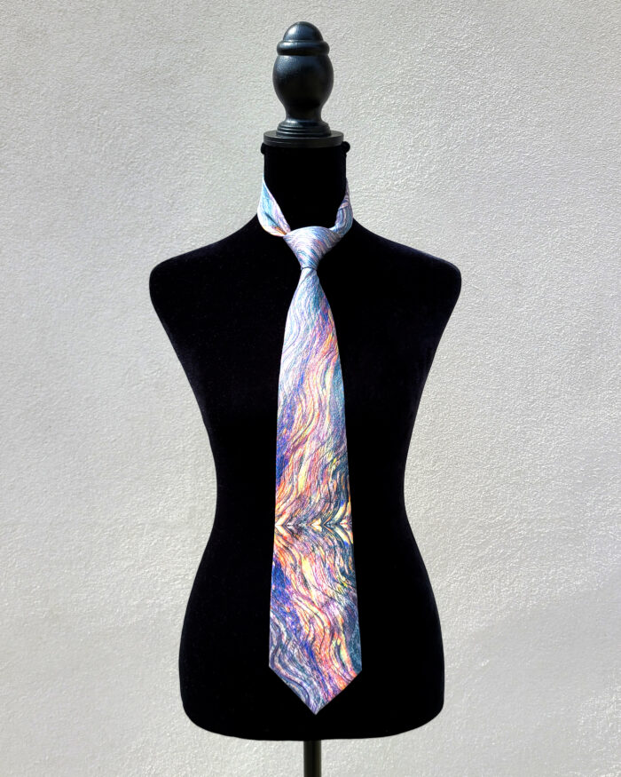 Silk tie based on an "Untitled" painting by artist Natalie Tomastyk.