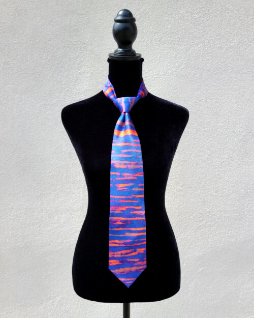 Silk tie based on a painting by artist Thomas Christian titled "Held Between Bars".