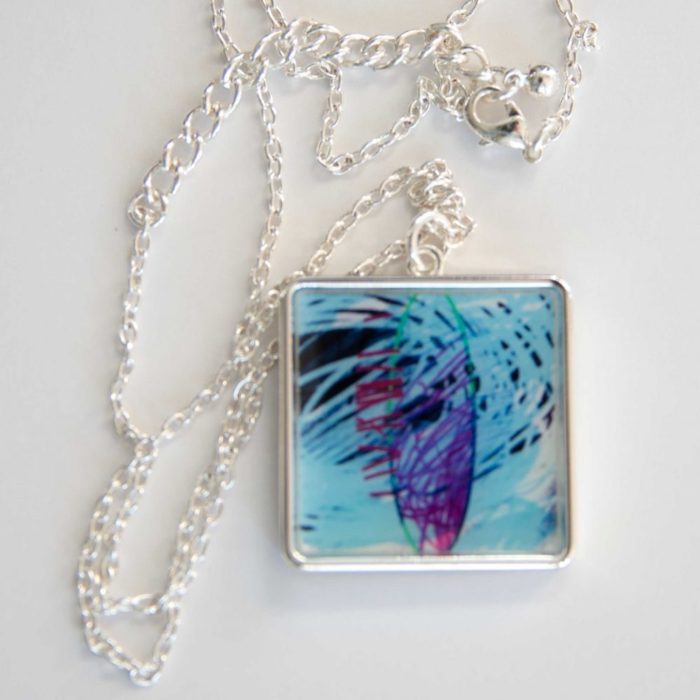 Pendant necklace based on "Untitled" painting by artist Jason Weiner.
