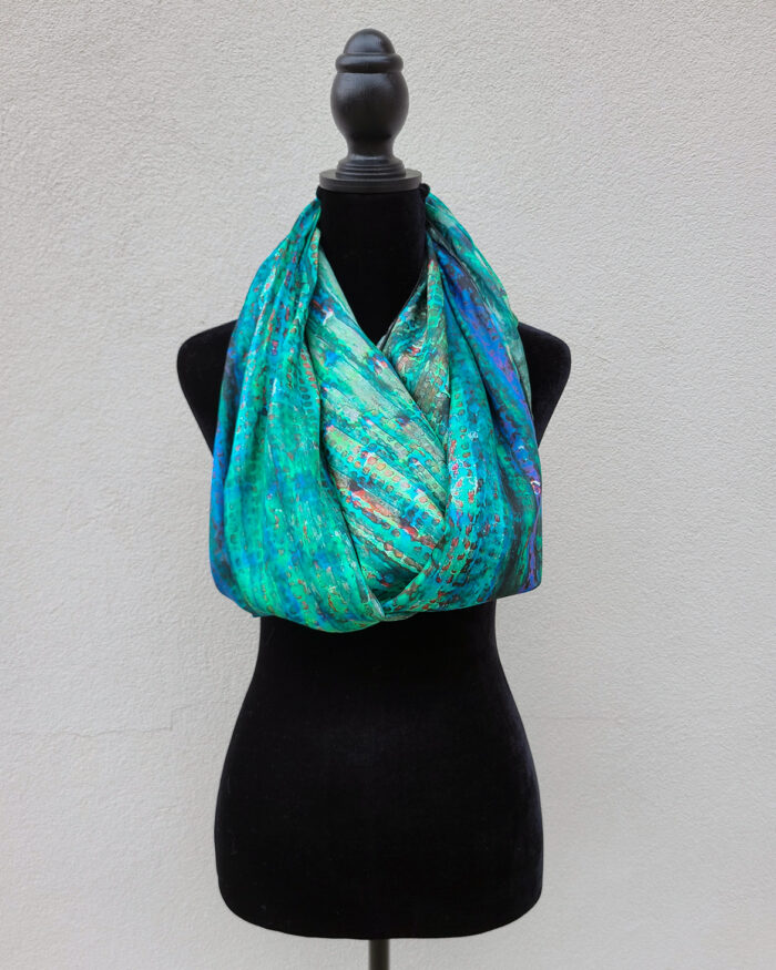 Silk scarf based on an "Untitled" painting by artist Misty Hockenbury.