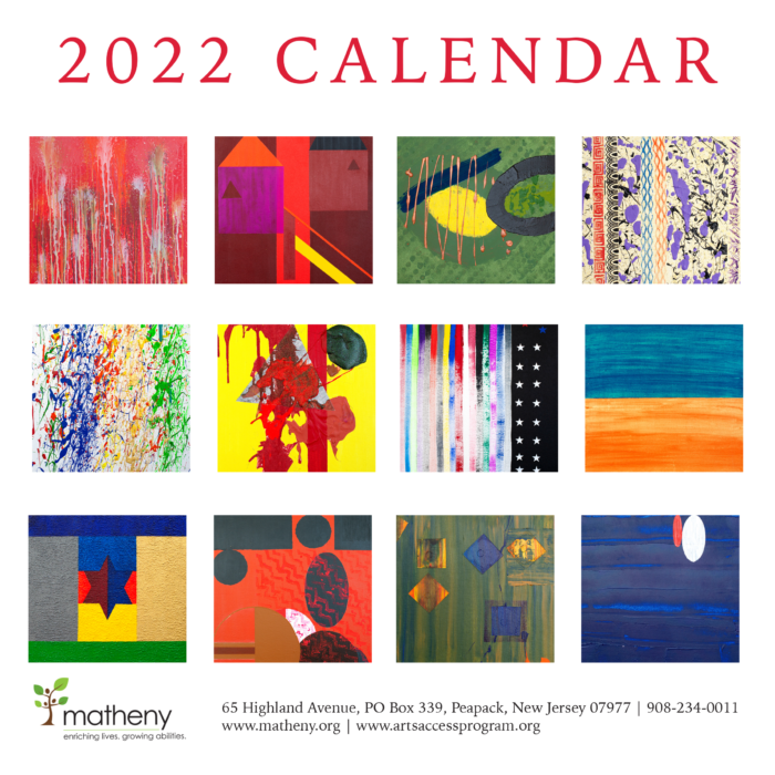 Arts Access Program 2022 Calendar back cover based on paintings by 12 artists.