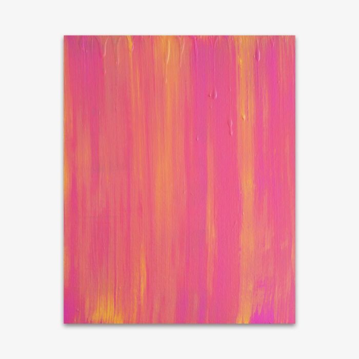 Abstract painting titled "Room" by artist Philip Fisher in vibrant shades of pink, lavender, and yellow.