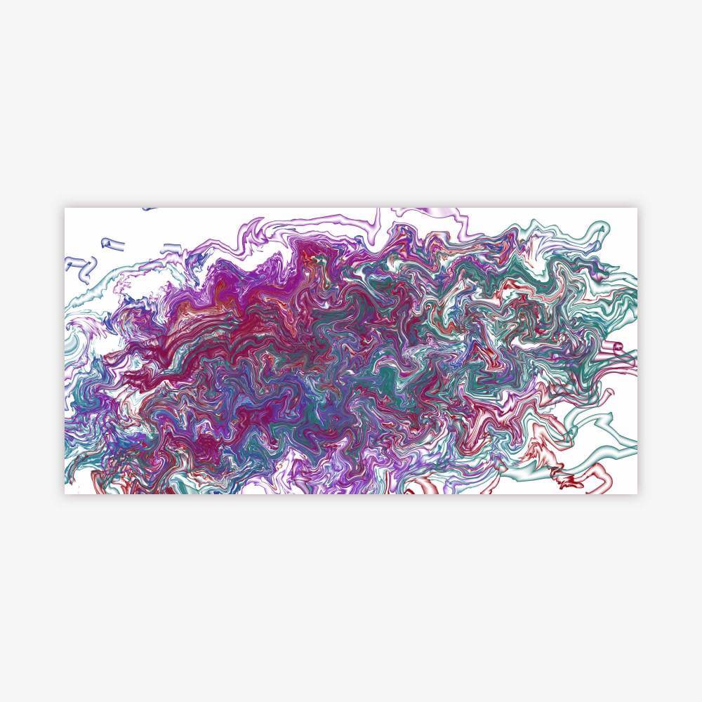 Abstract painting by artist Natalia Manning titled "Freak" in shades of purple, blue, green, and white.