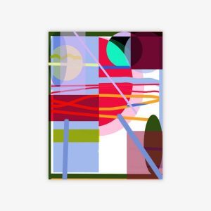 Abstract "Untitled" painting by artist Mike Martin featuring an intricate pattern of overlapping, colorful geometric shapes.