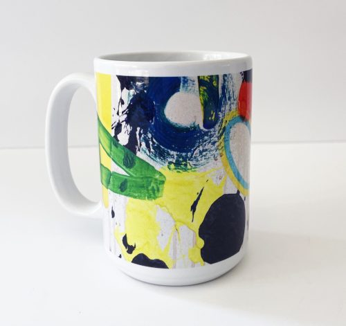 Mug with artwork based on a painting by artist Qing Tao Yu titled "Rainbow".