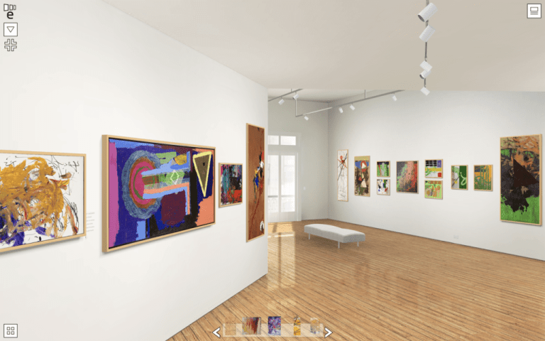 Virtual gallery with Arts Access "In Like a Lion" exhibited paintings.