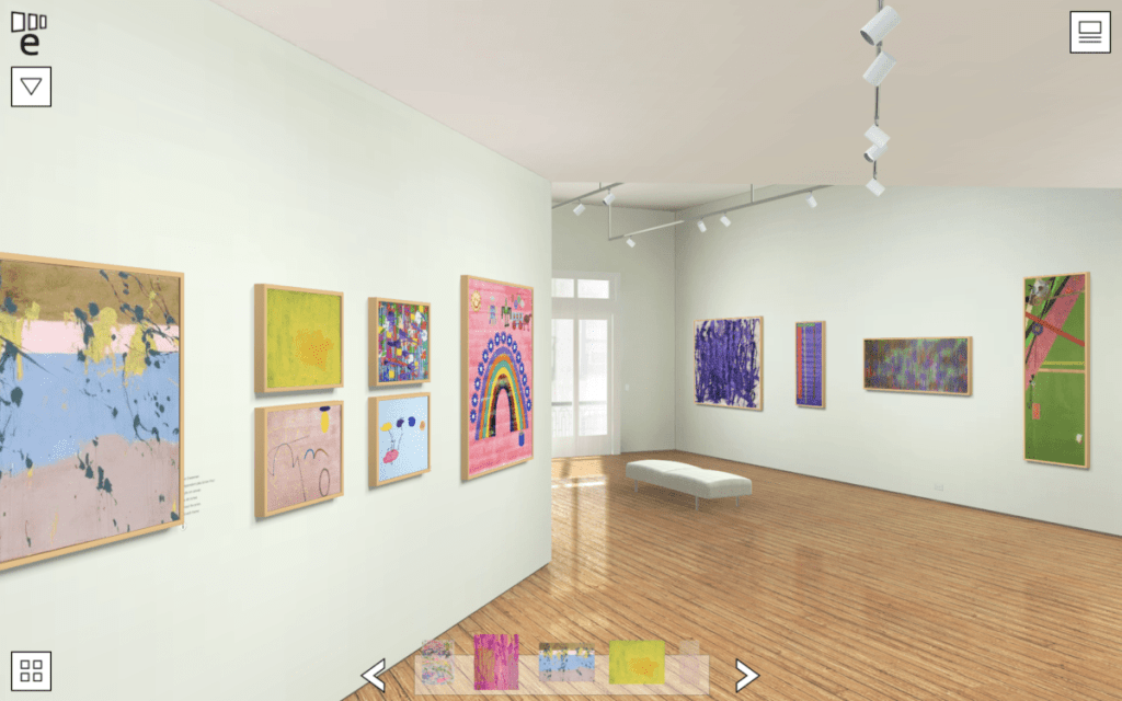 Virtual gallery with Arts Access "Spring Fever" exhibited paintings.