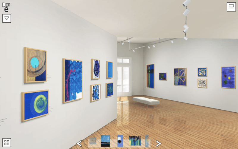 Virtual gallery with exhibited paintings during Arts Access "Winter Blues" 2022 exhibit.
