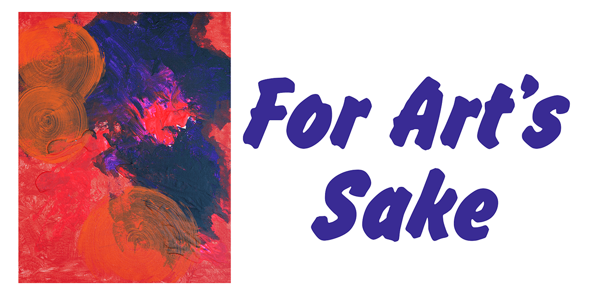 For Art's Sake exhibit logo featuring painting by artist Amy Myers.