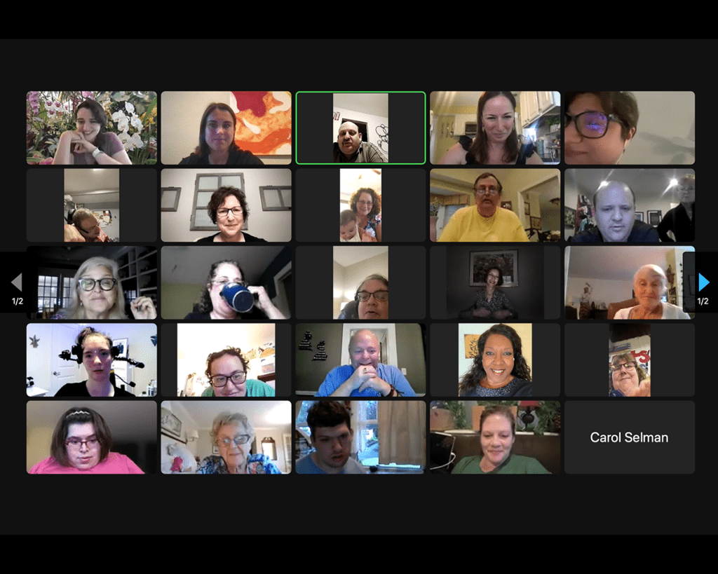 New Jersey Medical School Collaborative ARTS Exhibit 2023 virtual reception with Zoom attendees.