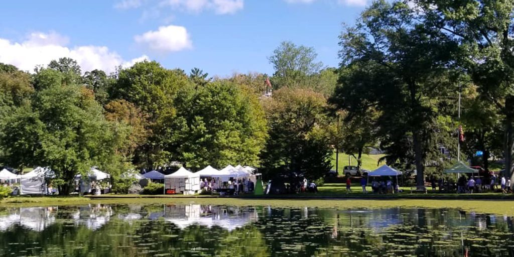 View of the Art in the Park event from across the pond at Liberty Park in Peapack-Gladstone, NJ.