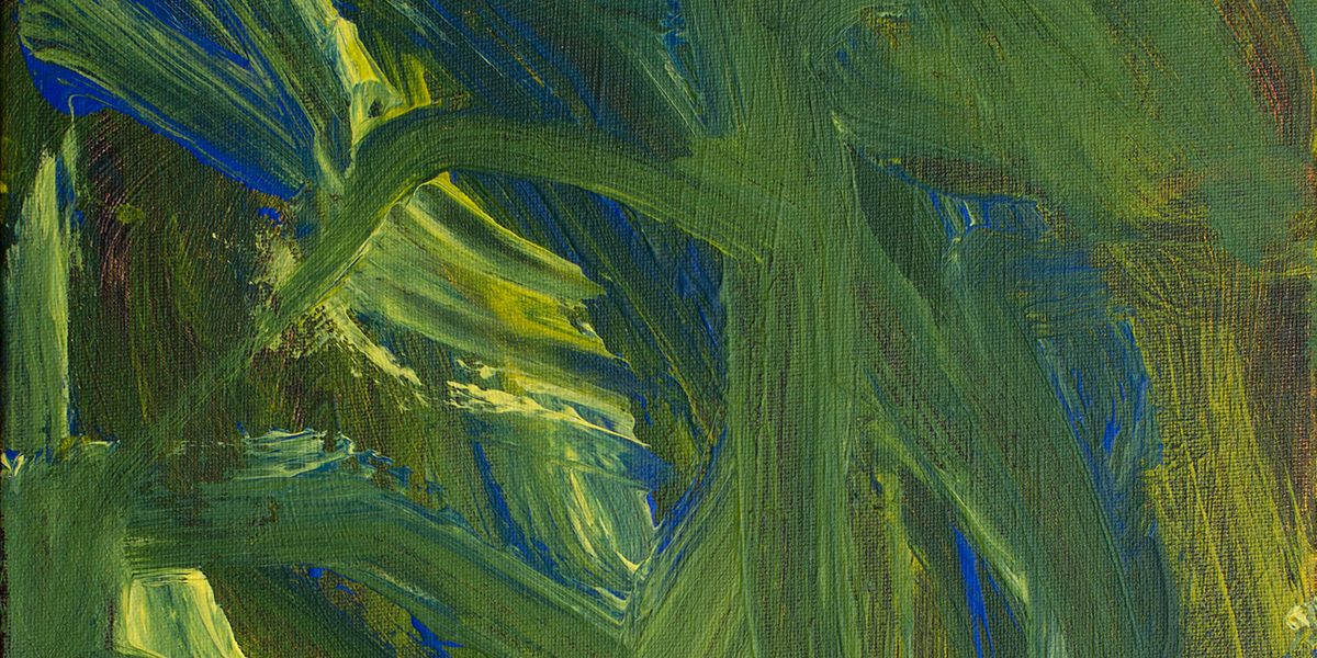 Cropped portion of "Untitled" painting by artist Karen Frascella featured in Green Exhibit.