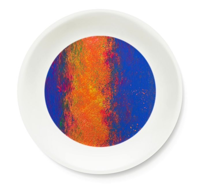Trinket Dish front based on painting by artist Benjamin Cuison titled "Hot and Colder".