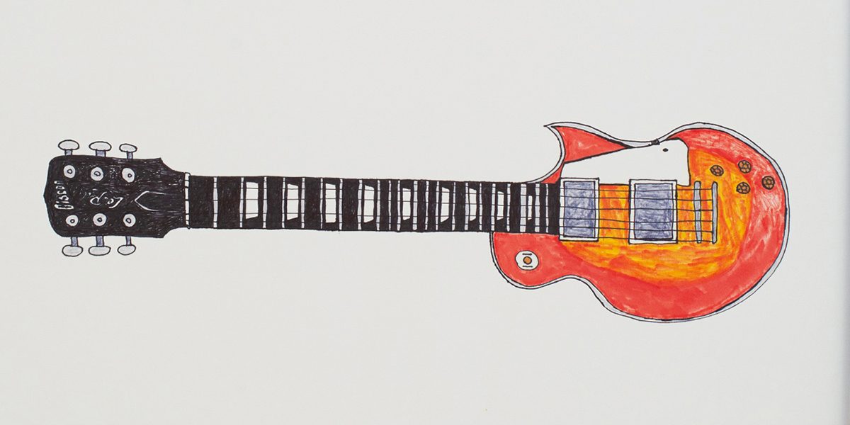 detail from Chris Palmer's drawing "Gibson Les Paul Sunburst"