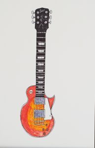 drawing by Chris Palmer titled "Gibson Les Paul Sunburst"