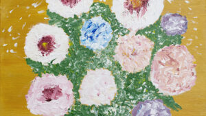 Detail of "Untitled," acrylic painting of a bouquet of flowers, by Brad Goldman.