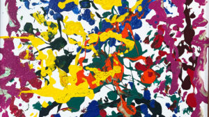 Detail of "Kaleidoscope of Color," and abstract acrylic painting by Cheryl Chapin.