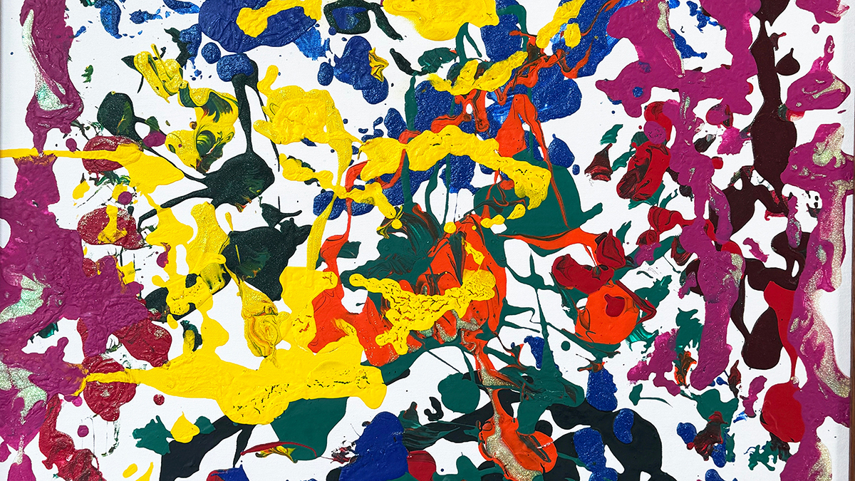 Detail of "Kaleidoscope of Color," and abstract acrylic painting by Cheryl Chapin.