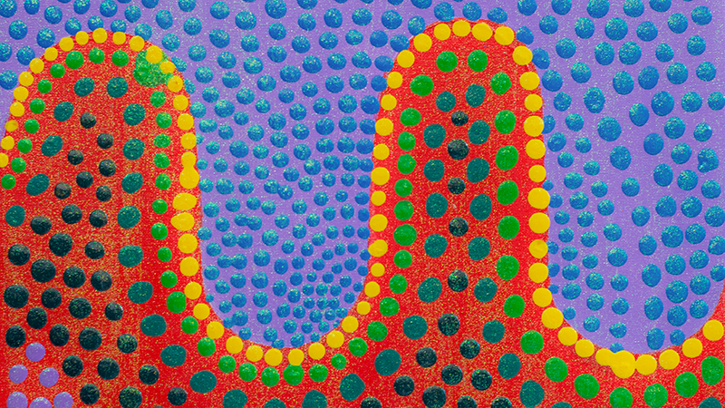 Detail from "Sky of Wonder," abstract acrylic painting by Jessica Evans.