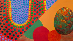 Details of paintings from Matheny Arts Access and JSDD’s WAE Studio.