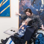 Arts Access Performing Arts Coordinator Heather Williams with artist James Lane at Sotheby's New York artists' reception.