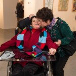 Artist Ellen Kane with her mother at Sotheby's New York artists' reception.